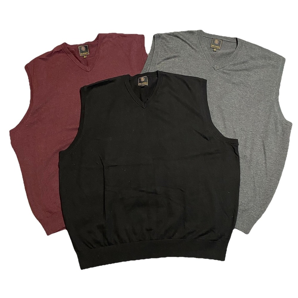 F/X Fusion 3x Lot Men's 3XL V-Neck Sweater Vests Red Gray Black Preppy Golf Retr
